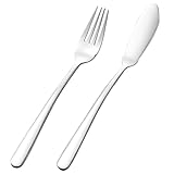 POPETPOP Westliches Edelstahl Besteckset 2 Stück Fischmesser Fischgabel Silber für Zuhause...