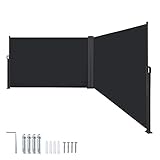 AufuN Seitenmarkise Ausziehbar 180 x 600 cm Doppel Sonnenschutz aus Polyester Sichtschutz Windschutz...