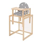 roba Kombi-Hochstuhl, Hochstuhl mit Essbrett wandelbar zu Tisch & Stuhl, Kinderhochstuhl Holz natur,...