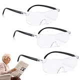 Lupenbrille Vergrößerungsbrille 150% 200% 300%, 3 Stück Brillenlupe Lese Lupenbrille Randloses...