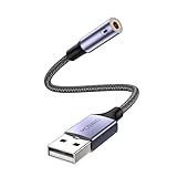 MOSWAG USB auf 3,5 mm Klinke Audio Adapter,Externe USB A Soundkarte auf 3,5 mm Aux Stereo Konverter...