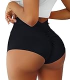 Boudaner Yoga-Shorts für Damen, hohe Taille, V-Ausschnitt, Scrunch für Fitnessstudio, Workout,...