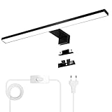 YIQAN LED Spiegelleuchte Spiegel Lampe 4000K Natürliches Mattschwarz 30cm Badezimmer Licht 5w 500lm...