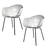 Damiware Romeo Wohnzimmerstuhl Esszimmerstuhl 2er-Set Transparent Polycarbonat und Metall Retro...