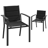 JUMMICO Garten Stapelstühle mit Armlehnen, Aluminium Outdoor Garten Stühle mit Baumwollsitz für...