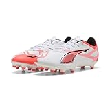 PUMA Unisex Ultra 5 Play FG/AG Fussballschuh, White Black-Glowing RED, 42 EU