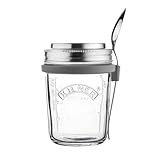 Kilner Frühstücksglas mit Löffel 350 ml, Ø 9,5 cm, 5-teilig, Müslibecher to go, schadstoffrei,...
