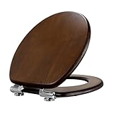 Fanmitrk WC Sitz mit Absenkautomatik, Toilettendeckel Holz, Massivholz Toilettensitz Stabil und...