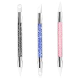 AHQiZFX 3 Stück Nagel Art Pinsel Silikon,Nagel Pinsel,Nail Art Dotting Tools,Gel Schnitzen...