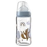 nip – Weithalsflasche Glas | 240ml | Babyflasche mit weichem Silikontrinksauger und Ventil für...