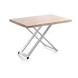 Lada Hochklappbarer Couchtisch, Beistelltisch, wandelbarer Tisch, Eiche und Weiß, Maße: 120 cm (L)...