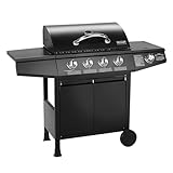 TAINO BASIC 4+1 BBQ Gasgrill Grillwagen Edelstahl-Brenner + Seitenkocher Grill TÜV (BASIC 4+1...