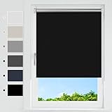 HOMEDEMO Verdunklungsrollo ohne Bohren, Verdunkelungsrollo Klemmfix, Schwarz B45 x H170 cm...