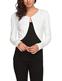 Hotouch Bolero Damen Weiss Kurz Strickjacke Langarm Bolero Jacke Cardigan Elegante Schulterjacke...