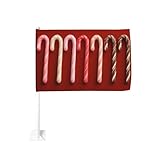 Set mit weihnachtlichen Zuckerstangen, Autoflagge, Fensterclip, 30 x 45 cm, doppelseitig,...