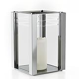 FULATEC Windlicht aus Edelstahl, Aluminium - 14x14x21 cm - Glas-Scheiben austauschbar - Für Kerzen...