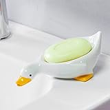 Keramische Nette Ente Seifenschale, selbstentwässernde Seifenhalter für Dusche Badezimmer...