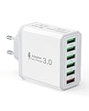 USB Ladegerät, 6-Ports Ladeadapter 33W Adapter Ladestecker mit QC 3.0 Schnellladegerät Mehrfach,...