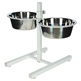 Kerbl Futterbar inklusive Edelstahlnäpfe, Stufenlos Verstellbarer Hunde Fressnapf, 2 x 1800 ml,...