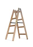 DRABEST - Holzleiter - für Malerarbeiten - 2X 4 Sprossen - m lang - bis 150 kg - Arbeitshöhe 1,24m...