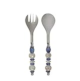 YLIADES Salatbesteck mit blauen und transparenten Perlen