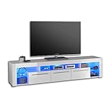 GOAL TV-Lowboard in Hochglanz Weiß mit blauer LED-Beleuchtung - hochwertiges TV-Board mit viel...