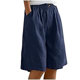 Awrvia Damen Sommer Kurz Hose Baumwolle Leinen Baggy Sport Shorts Casual Freizeit Leichte Elastische...
