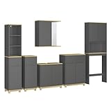Vicco Badmöbel-Set Anthrazit/Eiche Livia, bestehend aus Badspiegelschrank, Waschbeckenunterschrank,...