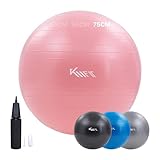 KM-Fit Gymnastikball 75cm | Trainingsball mit Luft-Pumpe | Sitzball Büro Anti-Burst | Ball für...