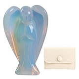 Qnvyw Engel mit Geschenkbeutel - Opal Stein Handgeschnitzter Engelfigur - Eiskalte Engel als...