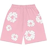 Shorts Herren Sommer Blume Unisex Y2K Hip Hop Strandshorts mit Taschen Kurze Hose Beach Shorts mit...