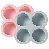 Silicone Egg Bite Molds 2Pcs 4 Cavity Non-Stick Reusable Silicone Muffin Tray Heat-resistant Air...