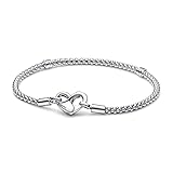 PANDORA Armband mit Infinity Herzverschluss aus Sterlingsilber in der Farbe Silber, Kompatibel mit...