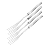 GRIRIW 4 Stück Edelstahl Fonduegabel Teilig Hitzebeständig Dreizinkig für Käse Schokolade Bbq...