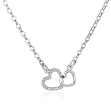 TSLRSA- Damen Kette Herz Halskette 925 Sterling Silber Verschlungene Herzen Damen halskette mit...