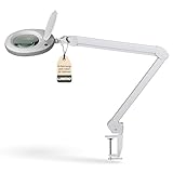 Lumeno LED Lupenleuchte 7218GR Lupenlampe mit 127 mm Echtglaslinse, Arbeitsplatzlampe,...