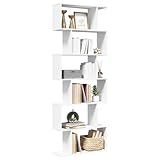 YITHOPI Raumteiler-Bücherregal 6 Etagen Weiß Büroregal Dekoratives Regal für Hotel 70x24x193 cm...