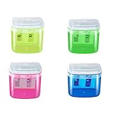 CUHZA 4 Stück Anspitzer Bleistift, 4 Farben Anspitzer mit Behälter, Anspitzer Kinder,...
