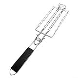 SageFurned Faltbarer Grillkorb aus Edelstahl für Wurst und Gemüse mit rutschfestem Griff,...