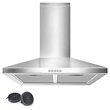 COMFEE' CHT 3.6B Dunstabzugshaube 60cm Umluft & Abluft, Wandhaube mit Aktivkohlefilter, 400m³/h...