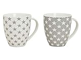 XXL Kaffeetasse 650 ml - 2er Set - Kaffeebecher mit Stern Design - Jumbo Tasse Porzellan Becher...