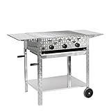 LAG Gasgrill 3-flammiger Edelstahl-Brenner 11kW fahrbar mit Grillrost und Abstellplatten,...