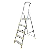Bayersystem BS-DA5 120 Trittleiter mit 5 Stufen, Aluleiter, bis 120 kg belastbar, max. Arbeitshöhe...