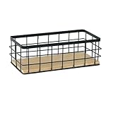 Metall Aufbewahrungskorb, Drahtkorb Schwarz, 25 x 10 x 7 cm, Dekokorb für Lagerung