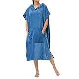 Badeponcho Damen Frottee Erwachsene Bade Surfponcho Bademantel Mit Kapuze Schnelltrocknend Capes...