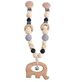 Yoimckay Elefanten-Kinderwagenspielzeug, Kinderwagenkette aus Holz, Kinderwagenanhänger aus Holz,...