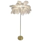 Luxuriöse Moderne Straußenfeder-Stehlampe für Schlafzimmer, Esszimmer, Wohnzimmer mit...