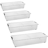 Sustania Unterbett-Aufbewahrungsboxen 4er Set mit Rollen & geteiltem Deckel, Maße: 78x38x16 cm,...