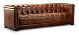 Casa Padrino Luxus Chesterfield Echtleder 3er Sofa Vintage Braun 203 cm