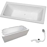 Acryl- Rechteck Badewanne 'Koralle T 200' 180 x 80 cm mit Mittelablauf (mit Styroporträger mit Ab-/...